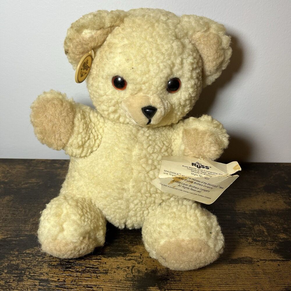 Vintage 1986 Snuggle Fabric Softener Bear Puppet Plush Russ Berrie Tags 10”